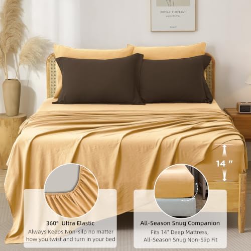 Prewashed Cal King Comforter Set 7 Pieces, Brown Bed Set