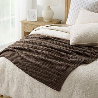 EVERGRACEHOME Chunky Chenille Knit Throw Blanket, 60 x 80, Cocoa Brown