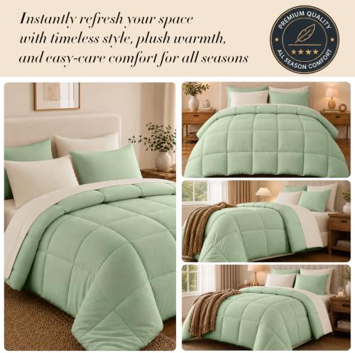 Anluoer Queen Comforter Set 7 Piece, Soft Bed in a Bag Queen Bedding Sets