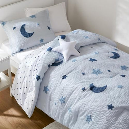 Intelligent Design Kids Blue Star Moon Twin Comforter Set, 3pc