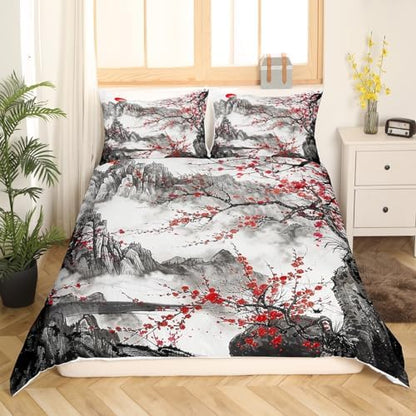 Feelyou Cherry Blossoms Duvet Cover Twin Size Boys Girls Teens