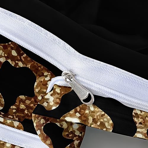 Full Size Cheetah Print Duvet Cover Set Leopard Print Comforter Covers Brown Lip Bed Set Animal Print Bedroom Decor for Kids Teens Boys and Girls