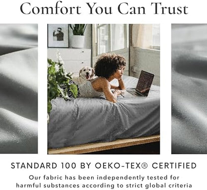 Bamboo Bay 6 Piece Queen Size Sheet Set, 100% Viscose Made from Bamboo, Breathable, Ultra Soft Cooling Bed Sheets for Hot Sleepers, Beddings with Deep Pockets Fit 16" Mattress, Light Grey