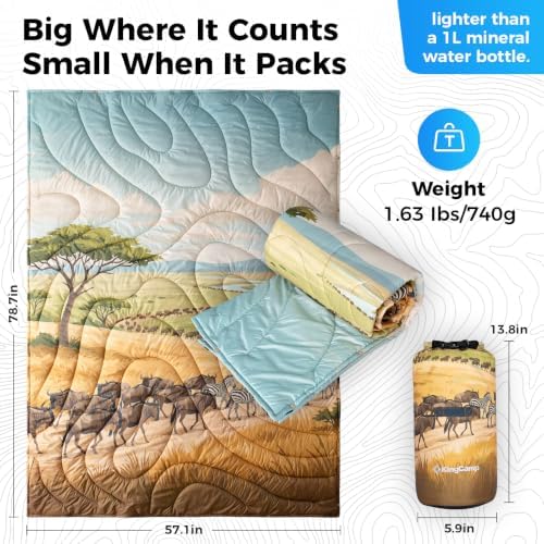 KingCamp Ultralight Camping Blanket, Wearable Packable Blanket,79"x57"