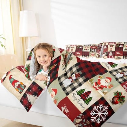 Castle Fairy Christmas Kids Comforter Set Cartoon Snowman Bedding Set for Boys Girls Christmas Tree Decor Comforter Santa Claus Xmas Theme Duvet Set Bedroom Comforter Inner Fill 3Pcs King Size