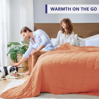 yescool King Size Weighted Blanket for Adults 25lbs, 88” x 104”, Orange