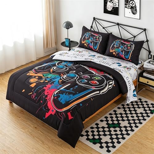 6 Pieces Game Comforter Sets for Boys Gaming Bedding Twin Size