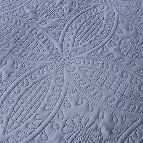 akkialla 118"x106" Bluish Grey California King Quilt Set, Oversized Floor-Length Bedspread, Modern Coin Pattern Microfiber Coverlet, 3-Piece All Season Bedding with 2 Pillow Shams