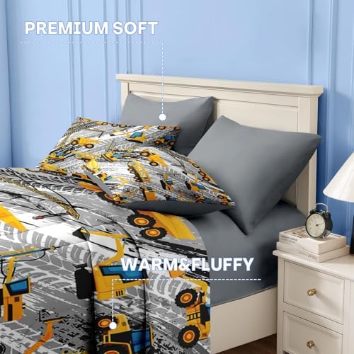 Nesker Full Comforter Set for Boys, 7 Pieces Truck Bedding for Kids