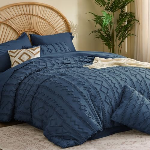 BEDELITE Full Comforter Set 7 Pieces,Boho Bed in a Bag,Navy Blue