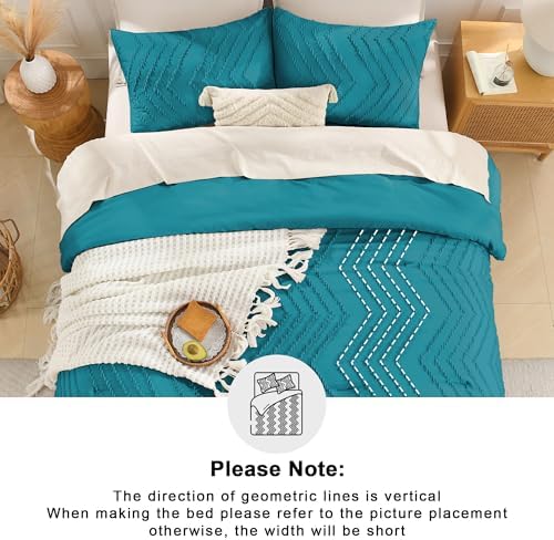Andency Turquoise California King Comforter Set, 3 Pieces Boho Bed Set