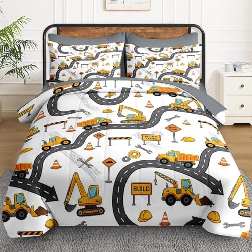 WeCozy 7 Pieces Full Comforter Set for Boys - Truck Bedding for Kids