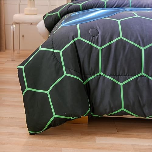 NTBED Game Console Comforter Set for Boys Girls Kids 3D Gaming Geometric Lightweight Microfiber Bedding Sets (Multi, Full)