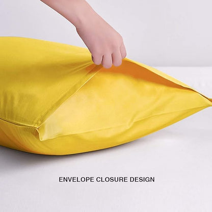 FLXXIE Pillow Cases Queen, Soft Microfiber Pillow Covers with Envelope Closure, Wrinkle Resistant Pillowcases, 2 Piece Set, 20x30, Yellow