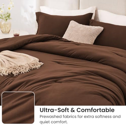 Love's cabin Brown Queen Comforter Set, 3-Piece Prewashed Bed Set