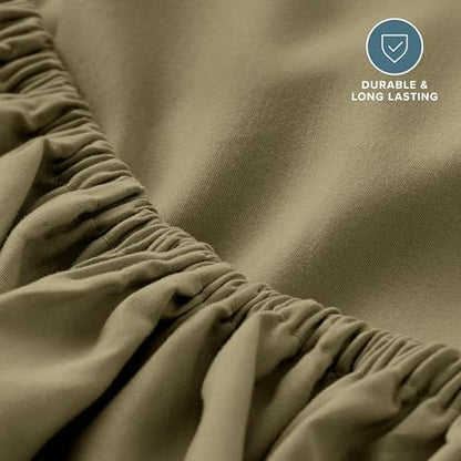 Bare Home Queen Fitted Sheet - 1800 Ultra-Soft (Queen, Olive)