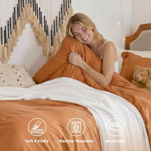 Bedsure Prewashed Twin/Twin XL Duvet Cover, Cotton-Like Bedding Set, Gold