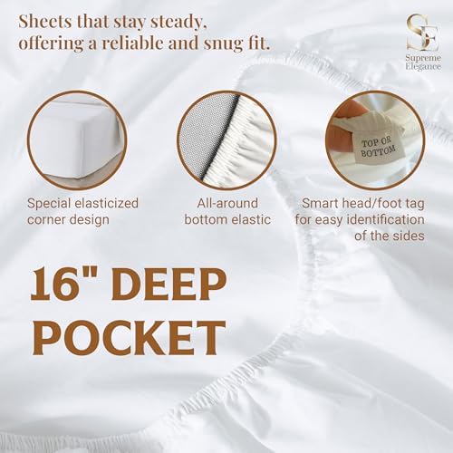 SUPREME ELEGANCE King Percale Sheet Set, 100% Organic Cotton Bedding, Blush