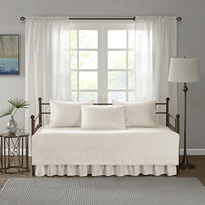 Comfort Spaces Kienna Daybed Cover Set 5 Piece with Bedskirt, 75 x 39 Ivory