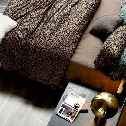 mixinni Animal Cheetah Comforter Set Queen 3 Pieces Leopard Print Bed Set Sexy Soft Fluffy Floral Printed Pattern Bedding Set with 2 Pillowcases for All Season-(1 Comforter + 2 Pillowcases)