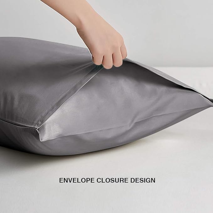 FLXXIE Pillow Cases Queen, Soft Microfiber Pillow Covers with Envelope Closure, Wrinkle Resistant Pillowcases, 2 Piece Set, 20x30, Dark Grey