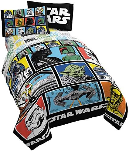Star Wars Twin Comforter Set 4 Piece Soft Bedding for Boys, Multi
