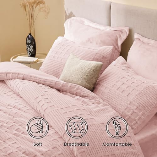 EXQ Home Waffle Fluffy Comforter Set Twin Size - Dusty Pink