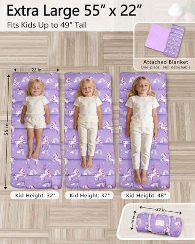 Primlect Toddler Nap Mat with Pillow, Thickened Extra Large Sleeping Bag