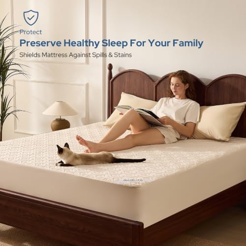 BEDLORE Waterproof Mattress Protector, Queen Size Mattress Pad Noiseless
