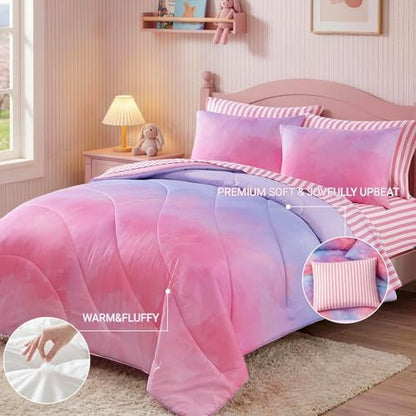 Twin Comforter Set with Sheets for Girls-5 Pieces Twin Bedding Sets