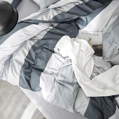 mixinni Comforter Twin XL College Dorm Modern 3 Piece Striped Pattern Comforter Set Men Boys for All Seasons, 1 Fluffy Comforter and 2 Pillowcases-Twin XL Size