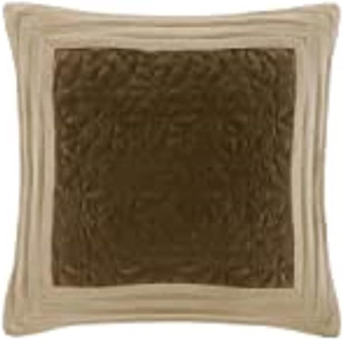 Madison Park Palmer Comforter Set - Faux Suede Design, Striped Accent, All Season Down Alternative Bedding, Matching Shams, Decorative Pillow, Bed Skirt, King (104 in x 92 in), Natural 7 Piece