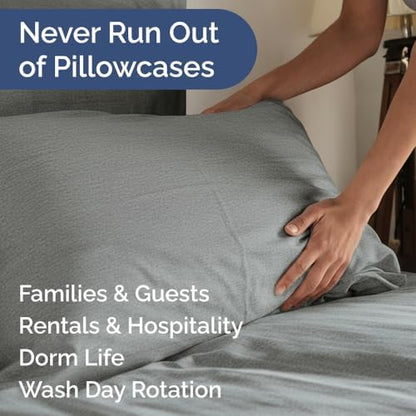 King Pillow Cases Set of 6 - Ultra Soft Pillowcase Covers - Heathered Grey