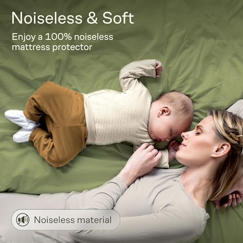 Side-Shield Waterproof Mattress Protector Twin - 6-21" Deep Pocket with Leak-Proof Edge Protection - Noiseless & Cooling Soft-Touch Viscose Made from Bamboo - Machine Washable (Green)