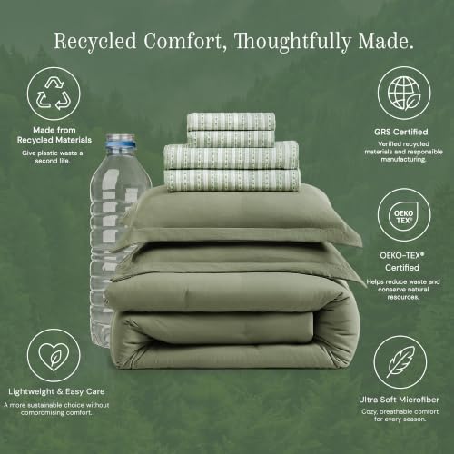 California King Comforter Set-7 Pieces Soft Recycled Bed in a Bag