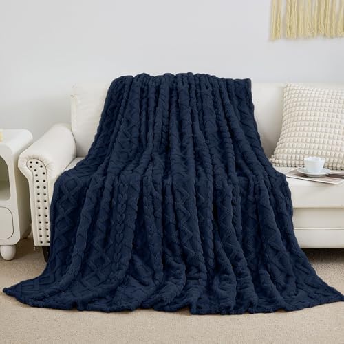 Aganear Fleece Throw Blanket for Couch Sofa 60"x80" Navy