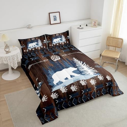 Feelyou Bear Cabin Wildlife Comforter Set King Size Boys Bedding