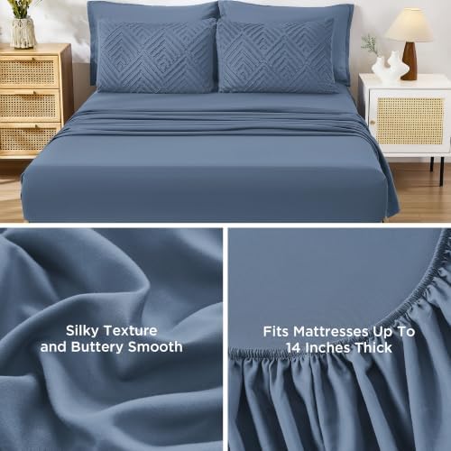 Andency King Size Comforter Set, Ocean Blue, 7 Pieces