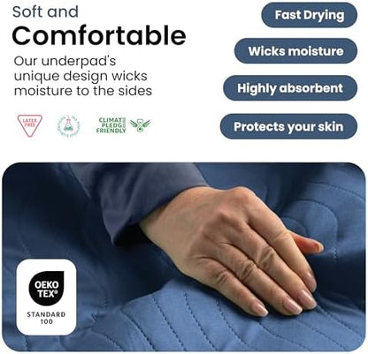 IMPROVIA® Washable Underpads, Heavy Absorbency Reusable Incontinence Pads