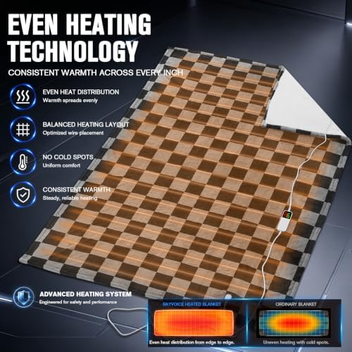 Black Grey Electric Blanket Heated Twin 62"X84", Heating Blanket Twin