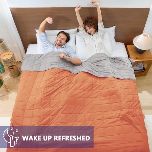 yescool King Size Weighted Blanket for Adults 25lbs, 80” x 87”, Orange