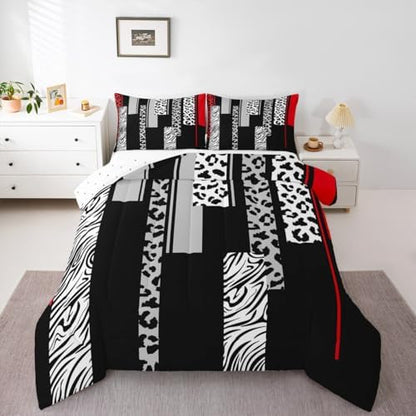 Feelyou Animal Print Ombre Leopard Comforter Set Full Size Kids Boys Girls