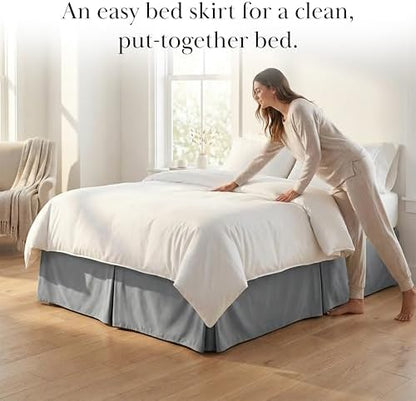 Microfiber Cal King Bed Skirt 14 Inch Drop with Split Corners Steel Grey