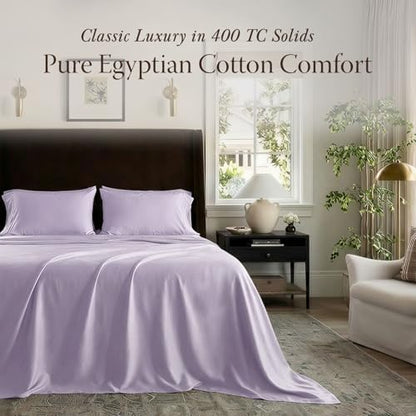 Threadmill 400TC Egyptian Cotton King Sheet Set, Sateen, Solid, Lilac