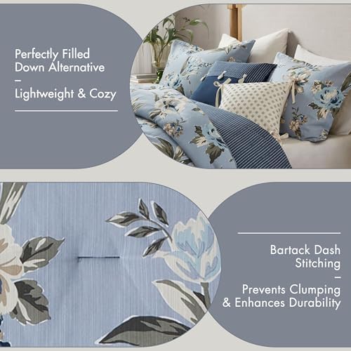 Madison Park Reversible Vintage Floral Comforter Set, 7PC Cal King Bed Set