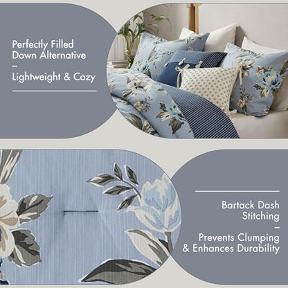 Madison Park Reversible Vintage Floral Comforter Set, 7PC Cal King Bed Set
