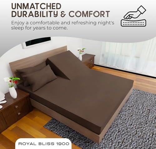 Top Split King Sheets Sets for Adjustable Bed, 4 Pcs Deep Pockets Double Brushed Microfiber Sheets, 34 Inch Split Top Fitted Sheet, 1 King Flat Sheet and 2 Pillowcases - Chocolate
