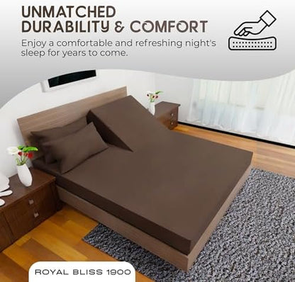Top Split King Sheets Sets for Adjustable Bed, 4 Pcs Deep Pockets Double Brushed Microfiber Sheets, 34 Inch Split Top Fitted Sheet, 1 King Flat Sheet and 2 Pillowcases - Chocolate