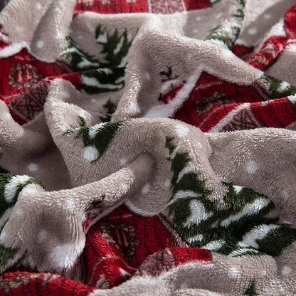 Elegant Comfort Luxuriously Soft 4-Piece Holiday Velvet Plush Flannel Sheet Set - Premium Quality - Cozy Warm, Christmas Fuzzy Velvet Flannel Fleece Deep Pocket Sheet Set - Cal King, Snowybarn