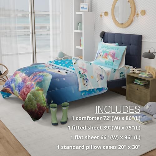 DreamWorks Not Quite Narwhal Kids Bedding Super Soft Comforter and Sheet Set, 4 Piece Twin Size, (Official Licensed Product) by Franco
